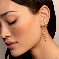 Gold & Diamond Nautilus Shell Stud