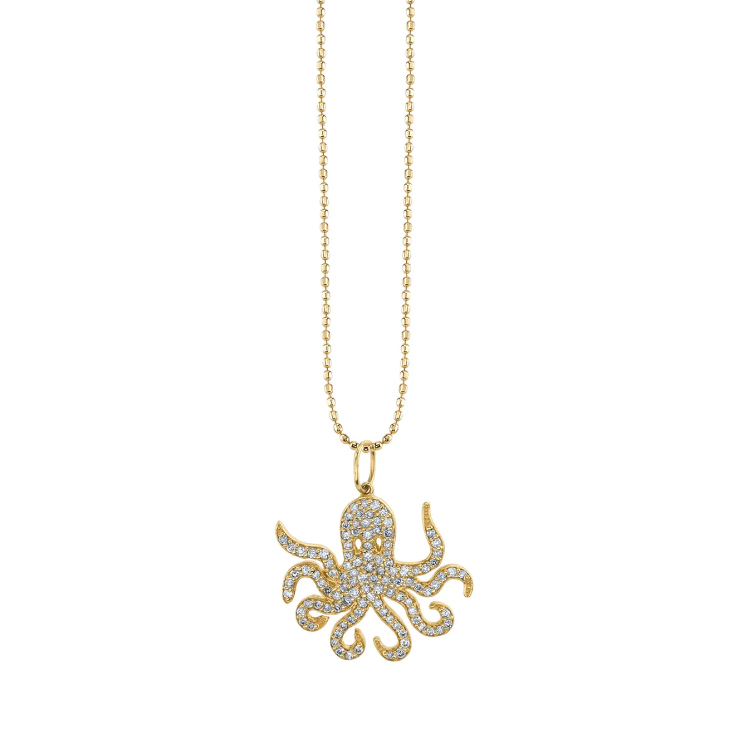 Gold & Diamond Octopus Charm