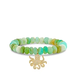 Gold & Diamond Octopus on Peruvian Opal