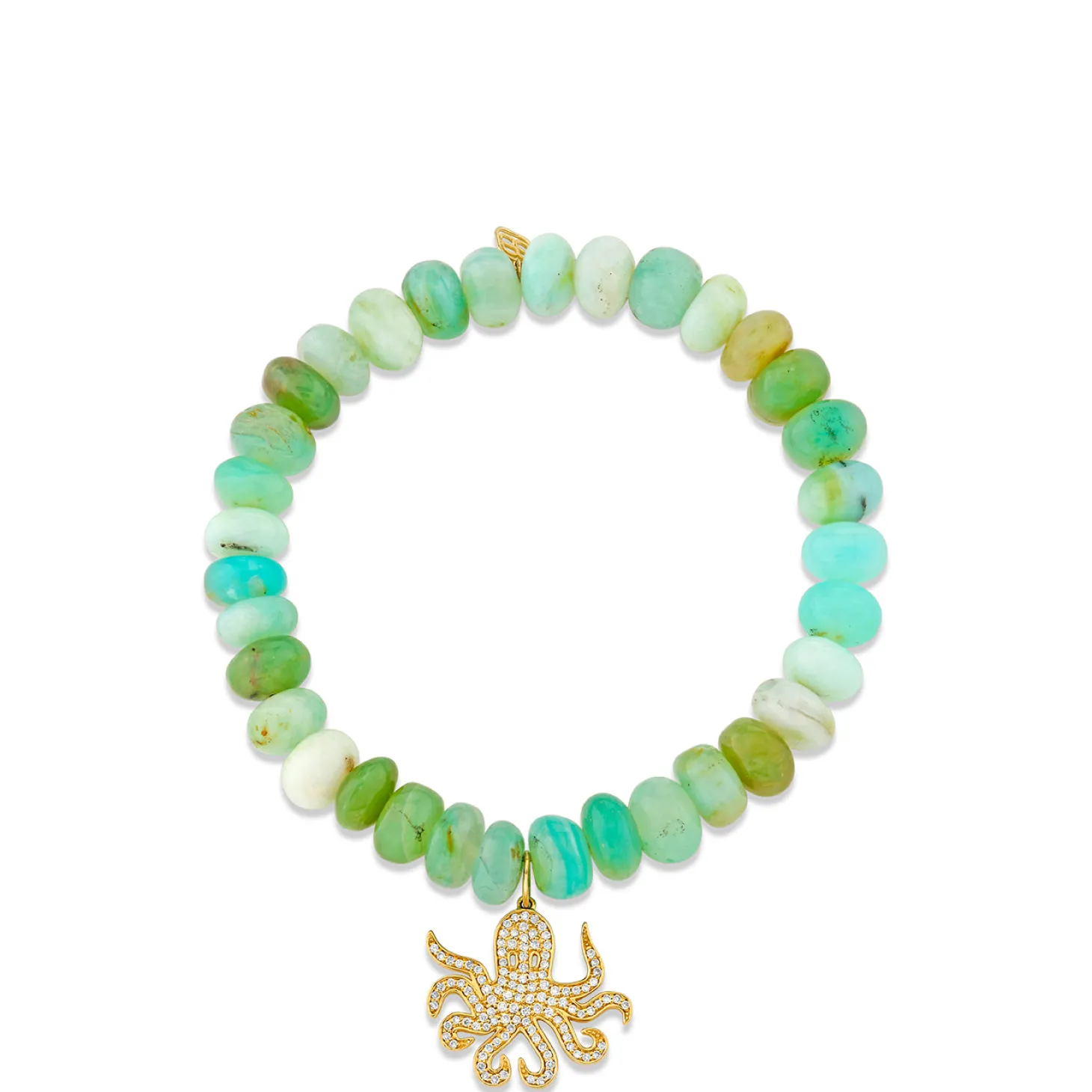 Gold & Diamond Octopus on Peruvian Opal
