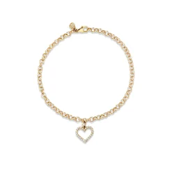 Gold & Diamond Open Heart Bracelet