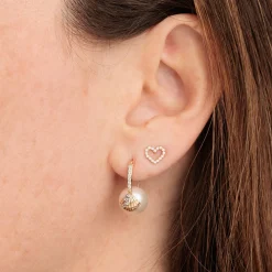 Gold & Diamond Open Heart Stud
