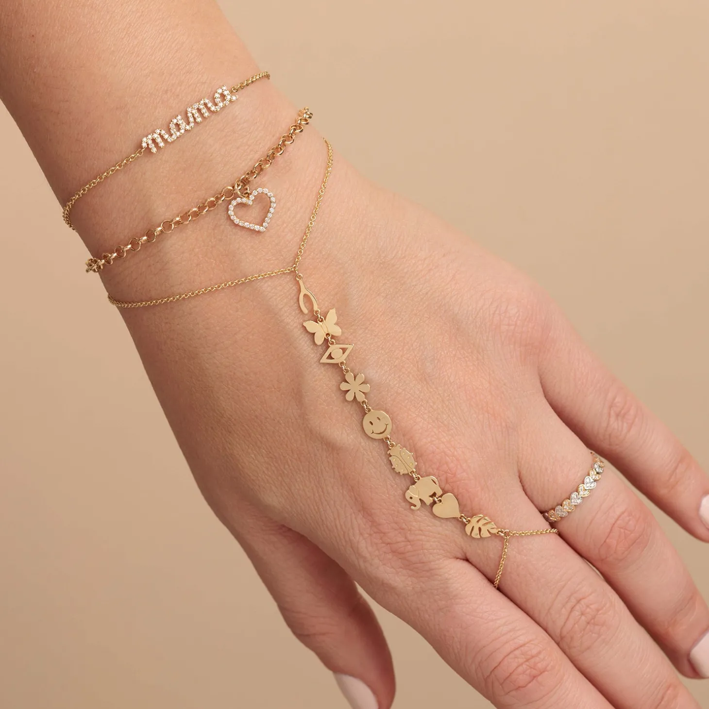 Gold & Diamond Open Heart Bracelet