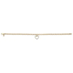 Gold & Diamond Open Heart Bracelet