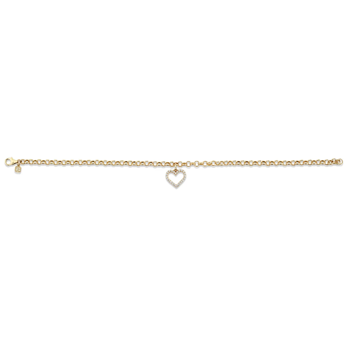 Gold & Diamond Open Heart Bracelet