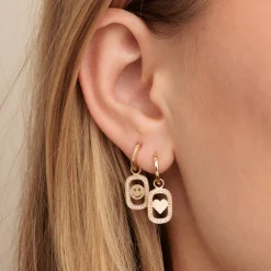 Gold & Diamond Open Icon Earrings