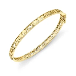 Gold & Diamond Open Icon Hinge Bangle