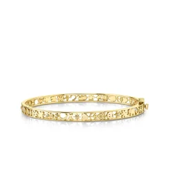 Gold & Diamond Open Icon Hinge Bangle