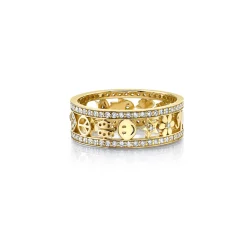 Gold & Diamond Open Icon Ring Band