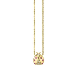 Gold & Diamond Open Wing Ladybug Necklace