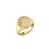 Gold & Diamond Oval Fishnet Signet Ring