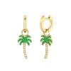 Gold & Diamond Palm Tree Charm Hoops