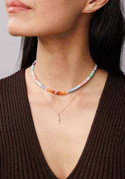 Gold & Diamond Pave Ball Mixed Opal Choker