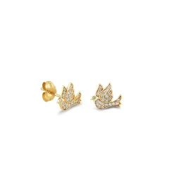 Gold & Diamond Pave Dove Stud