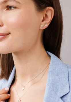 Gold & Diamond Pave Dove Stud