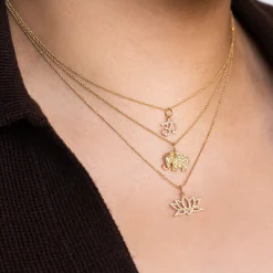 Gold & Diamond Pave Lotus Charm