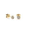 Gold & Diamond Pave Tiny Disc Stud