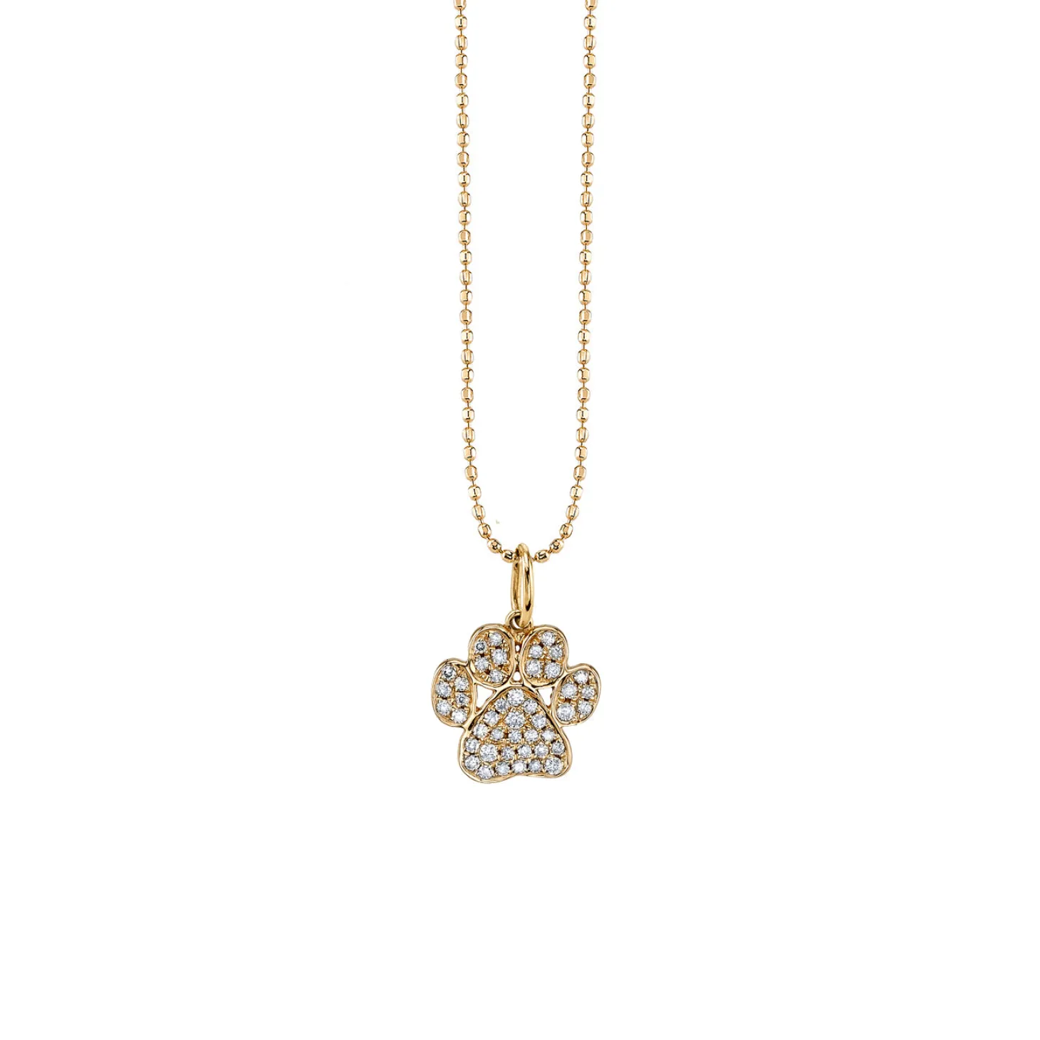 Gold & Diamond Paw Print Charm