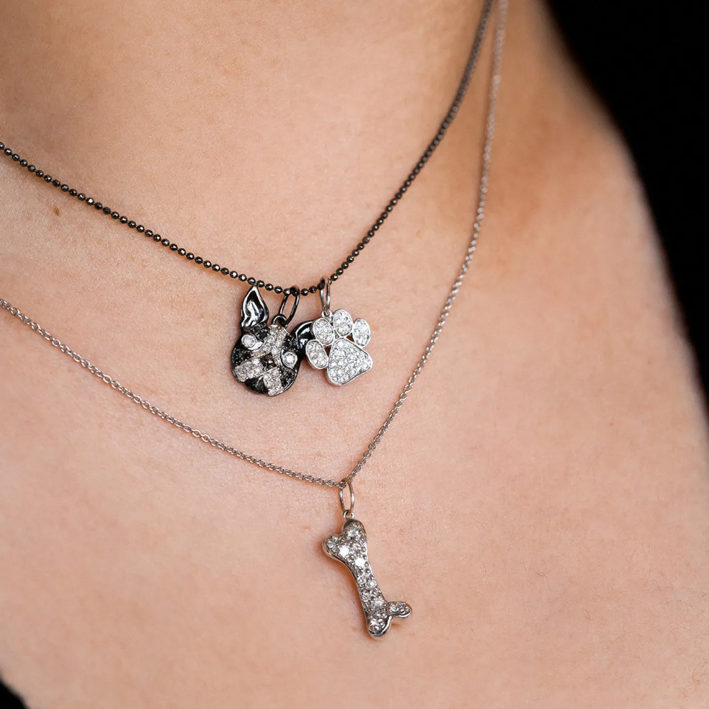 Gold & Diamond Paw Print Charm