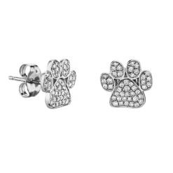 Gold & Diamond Paw Stud