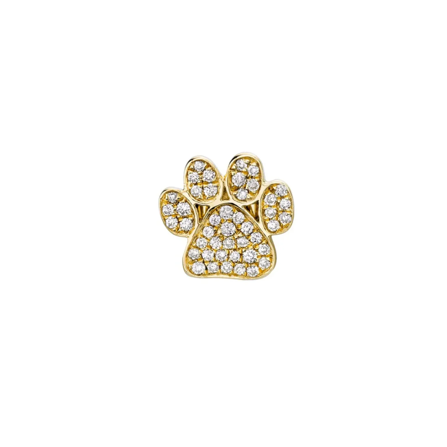 Gold & Diamond Paw Stud