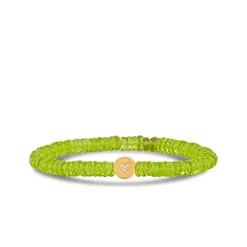 Gold & Diamond Peace & Love Bead on Peridot