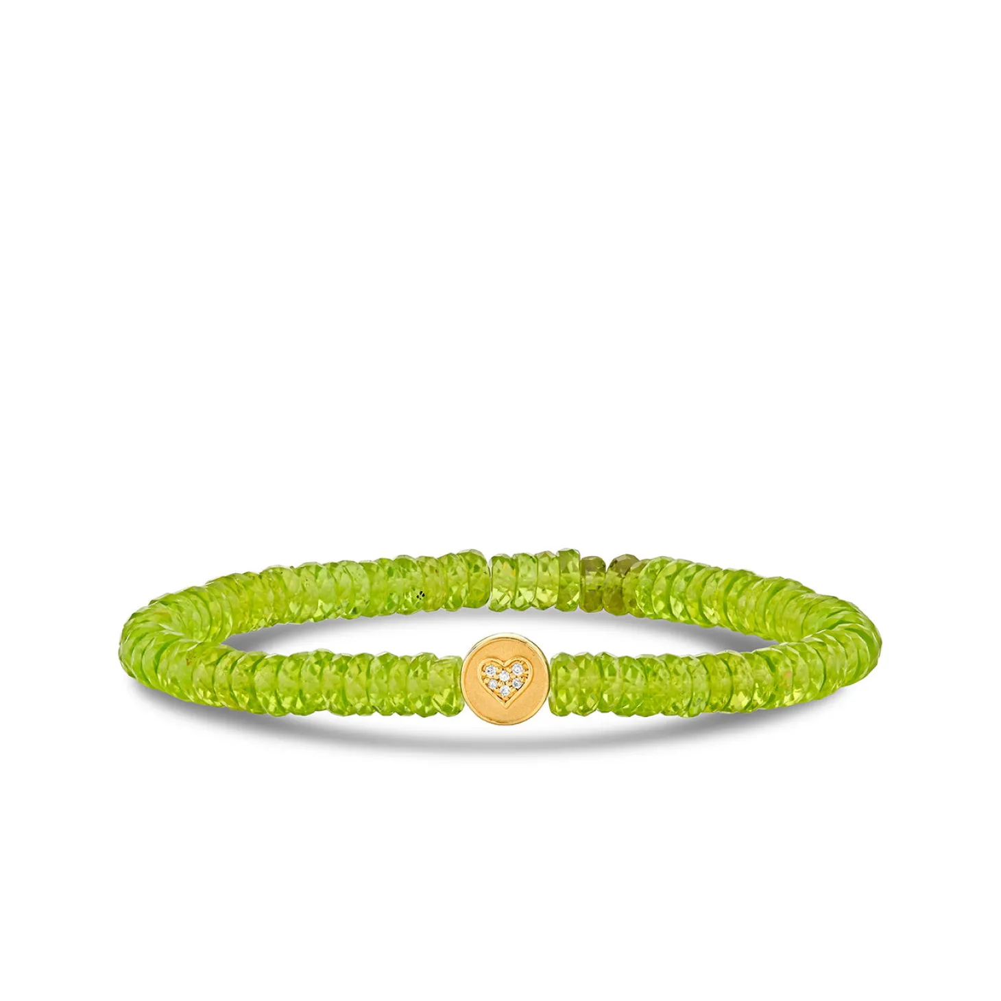 Gold & Diamond Peace & Love Bead on Peridot