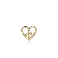 Gold & Diamond Peace Heart Stud