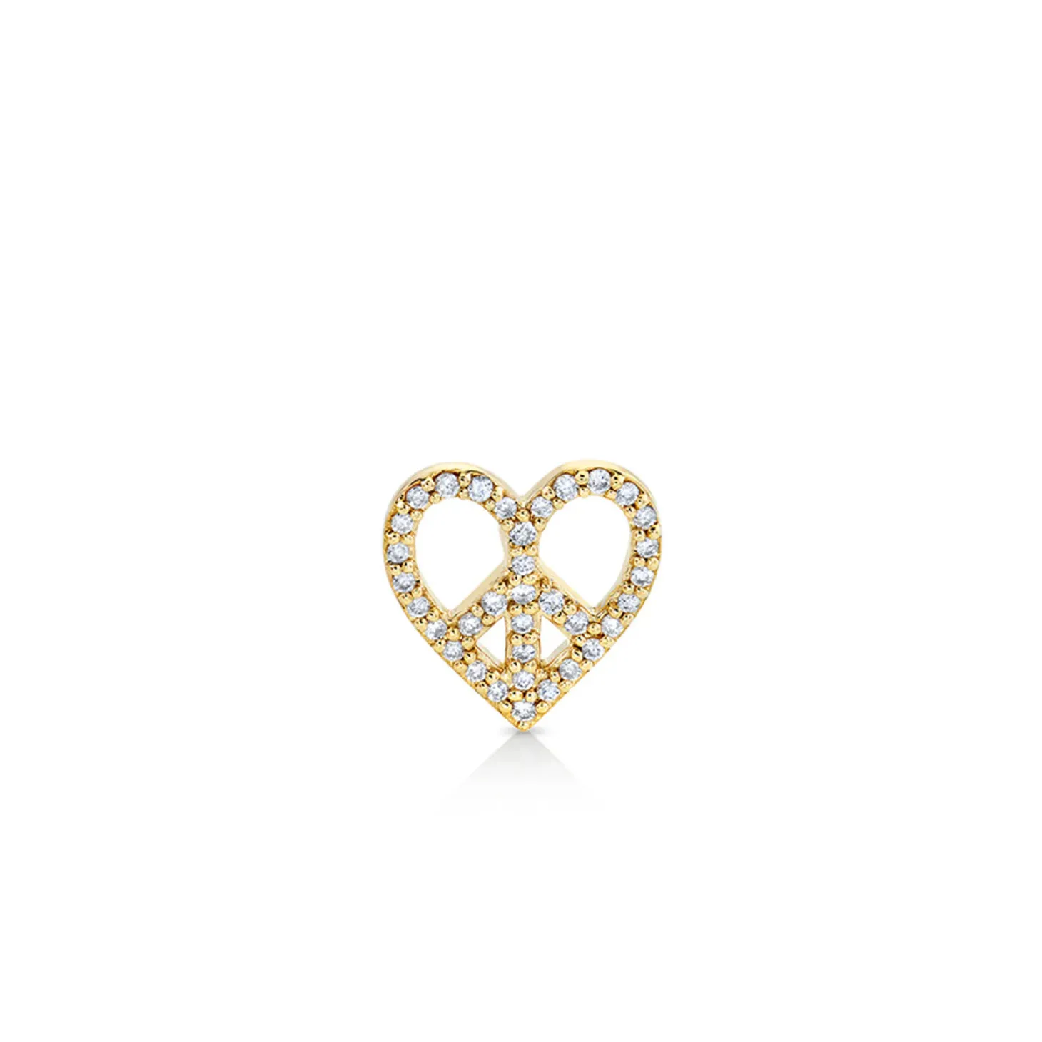 Gold & Diamond Peace Heart Stud