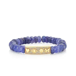 Gold & Diamond Peace Love Protection Tableau on Tanzanite