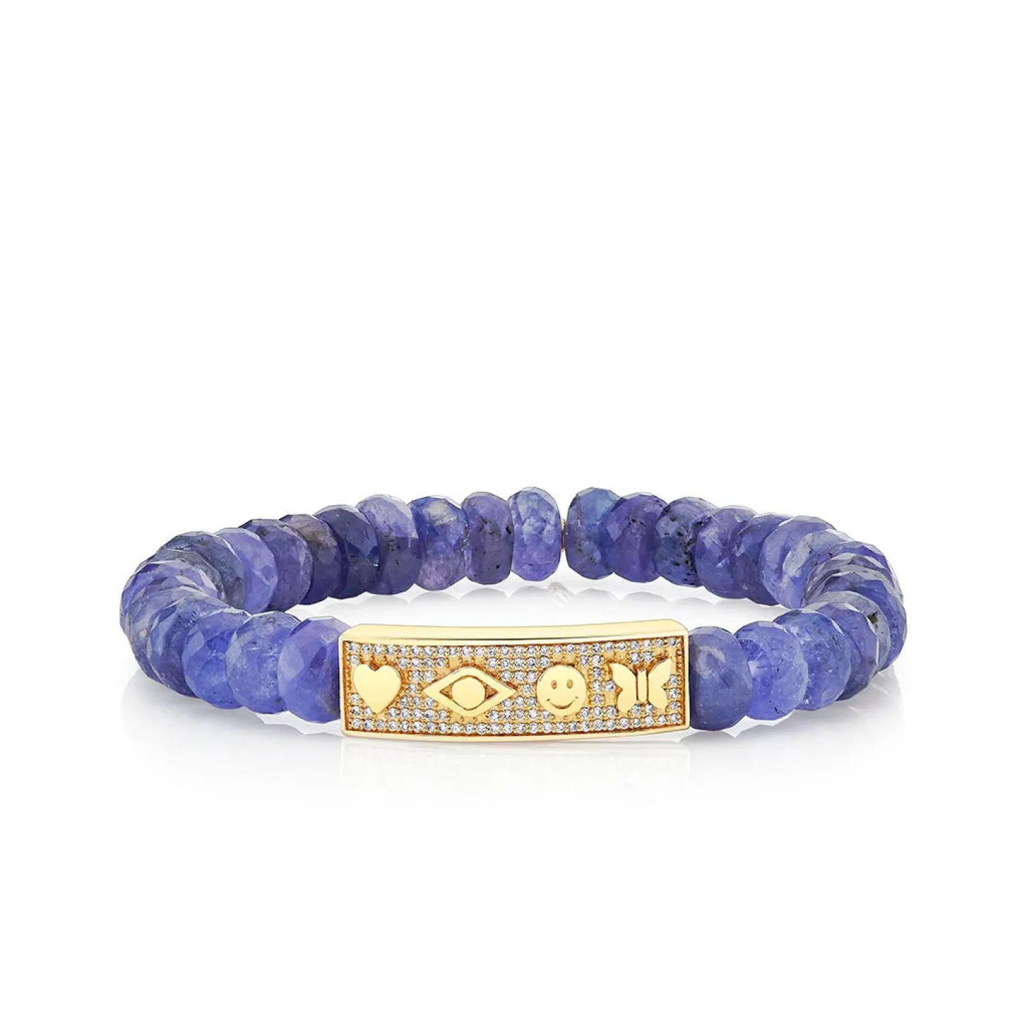 Gold & Diamond Peace Love Protection Tableau on Tanzanite