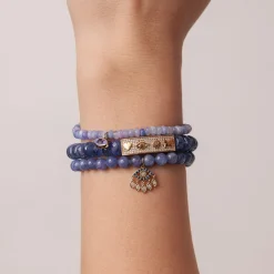 Gold & Diamond Peace Love Protection Tableau on Tanzanite