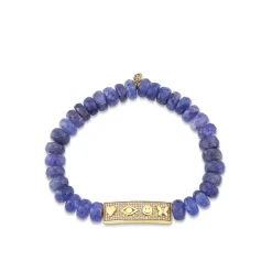 Gold & Diamond Peace Love Protection Tableau on Tanzanite