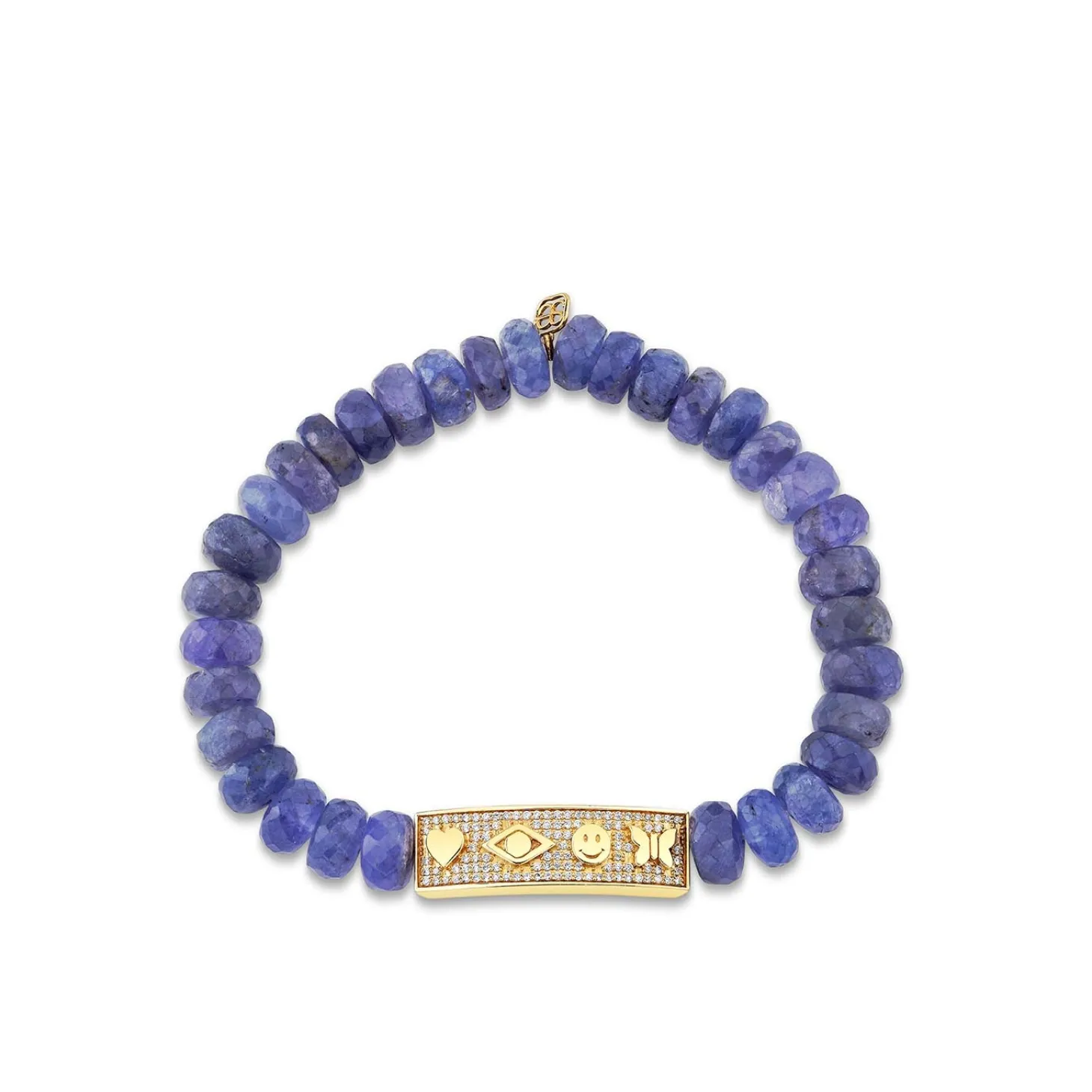 Gold & Diamond Peace Love Protection Tableau on Tanzanite