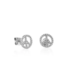 Gold & Diamond Peace Sign Stud
