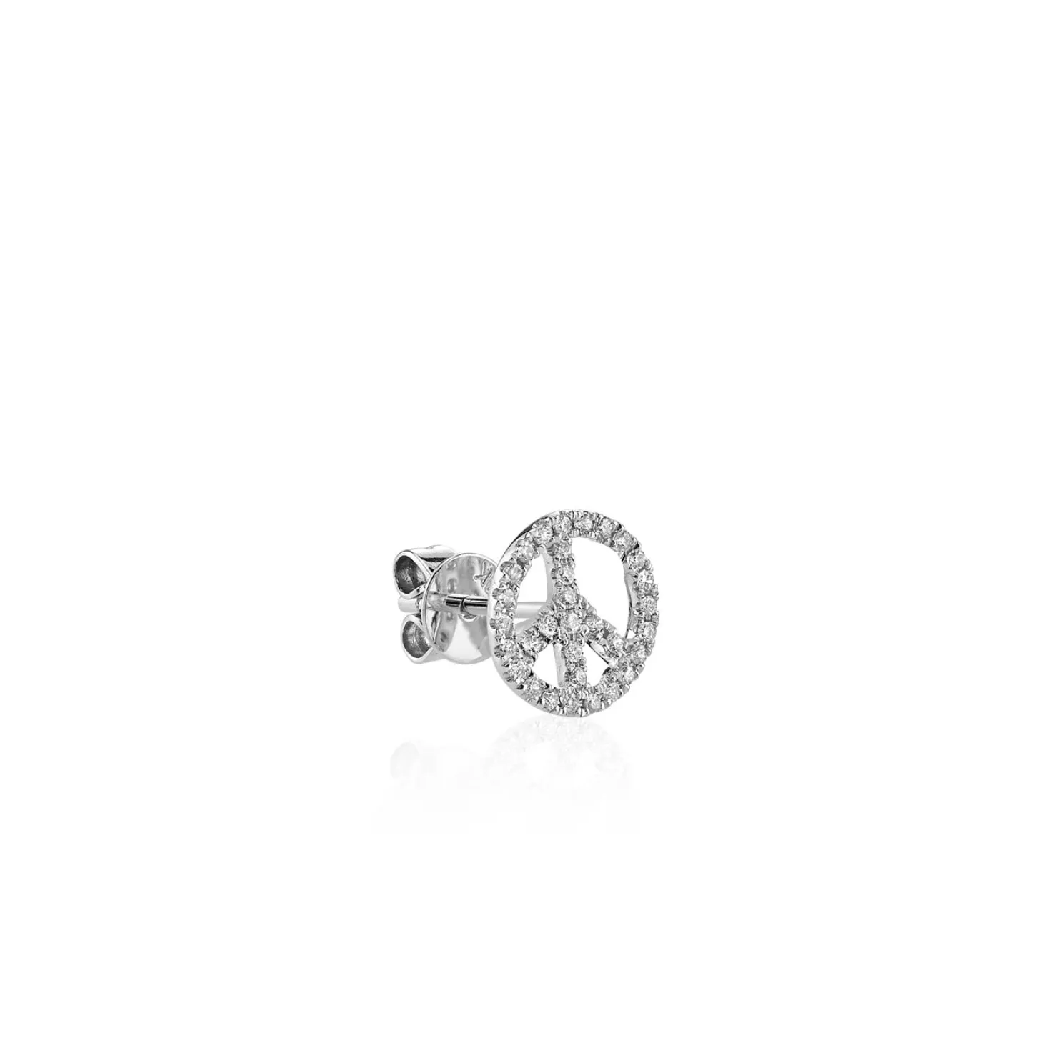 Gold & Diamond Peace Sign Stud