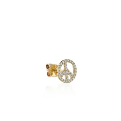 Gold & Diamond Peace Sign Stud