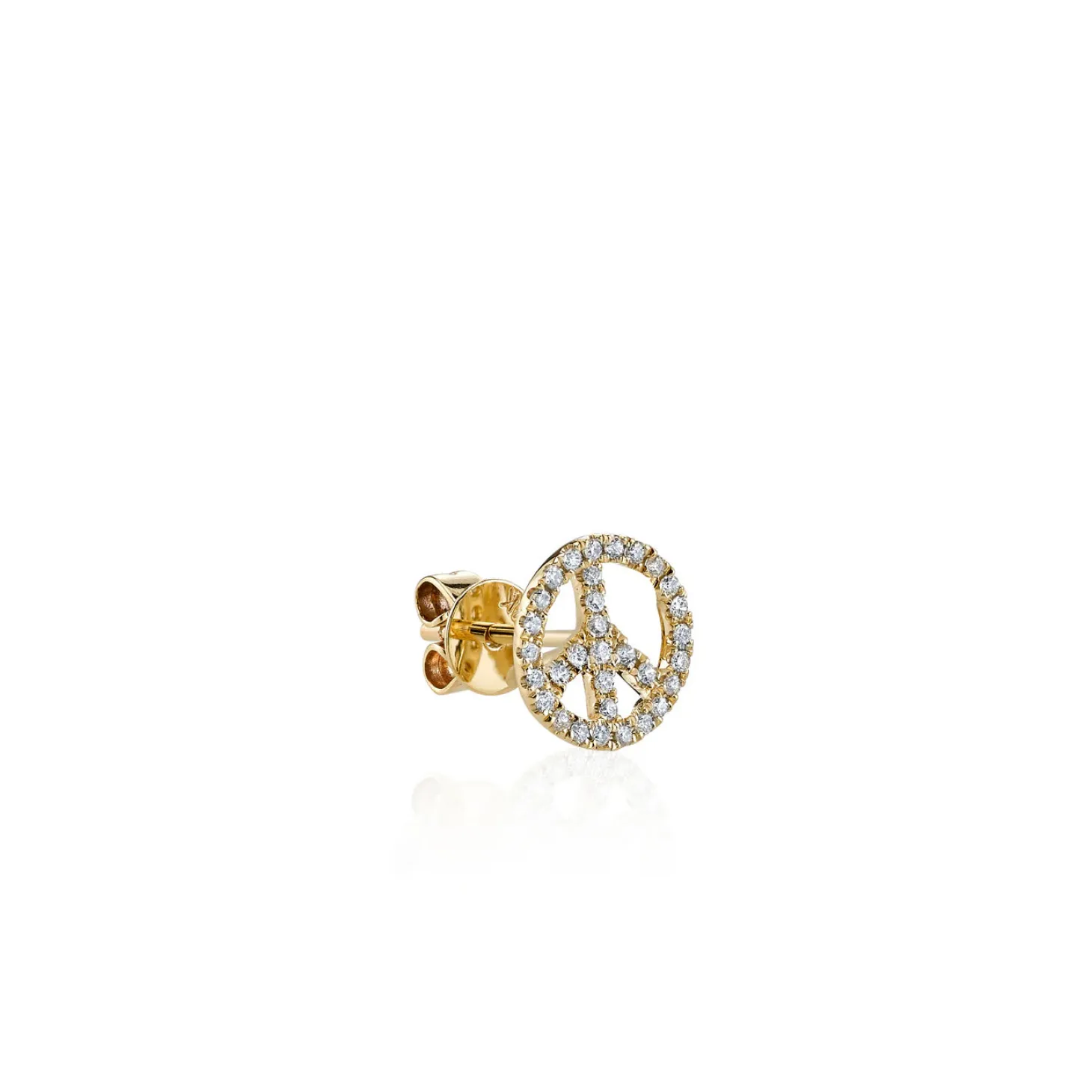 Gold & Diamond Peace Sign Stud