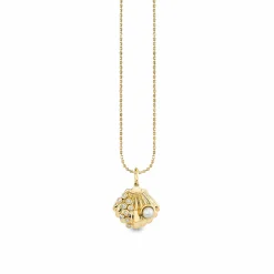 Gold & Diamond Pearl Clam Shell Charm