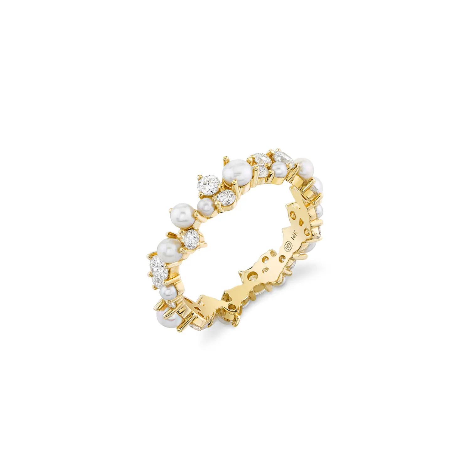 Gold & Diamond Pearl Cocktail Eternity Ring