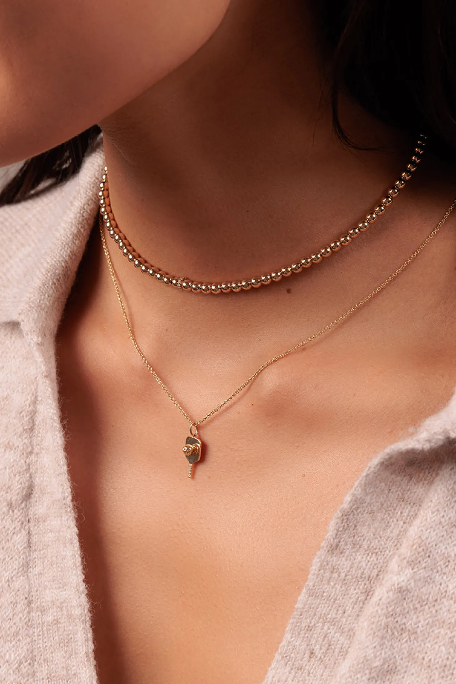 Gold & Diamond Pickleball Charm