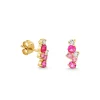 Gold & Diamond Pink Sapphire Cocktail Bar Stud