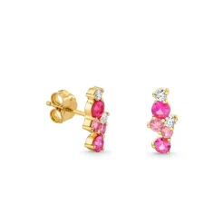 Gold & Diamond Pink Sapphire Cocktail Bar Stud