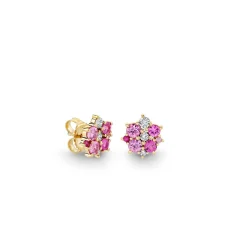 Gold & Diamond Pink Sapphire Cocktail Stud
