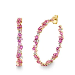 Gold & Diamond Pink Sapphire Extra Large Cocktail Hoops