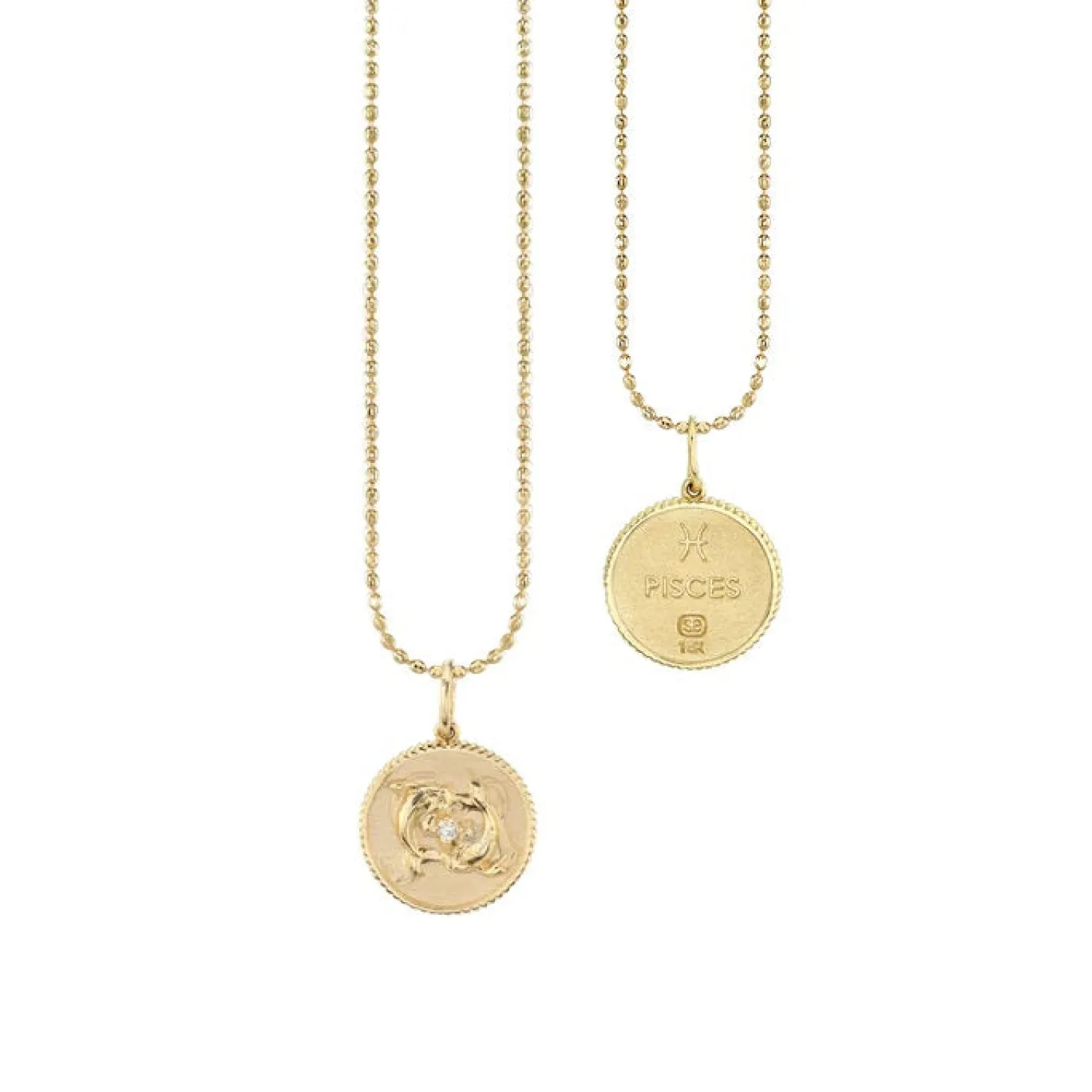 Gold & Diamond Pisces Zodiac Medallion