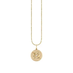 Gold & Diamond Pisces Zodiac Medallion