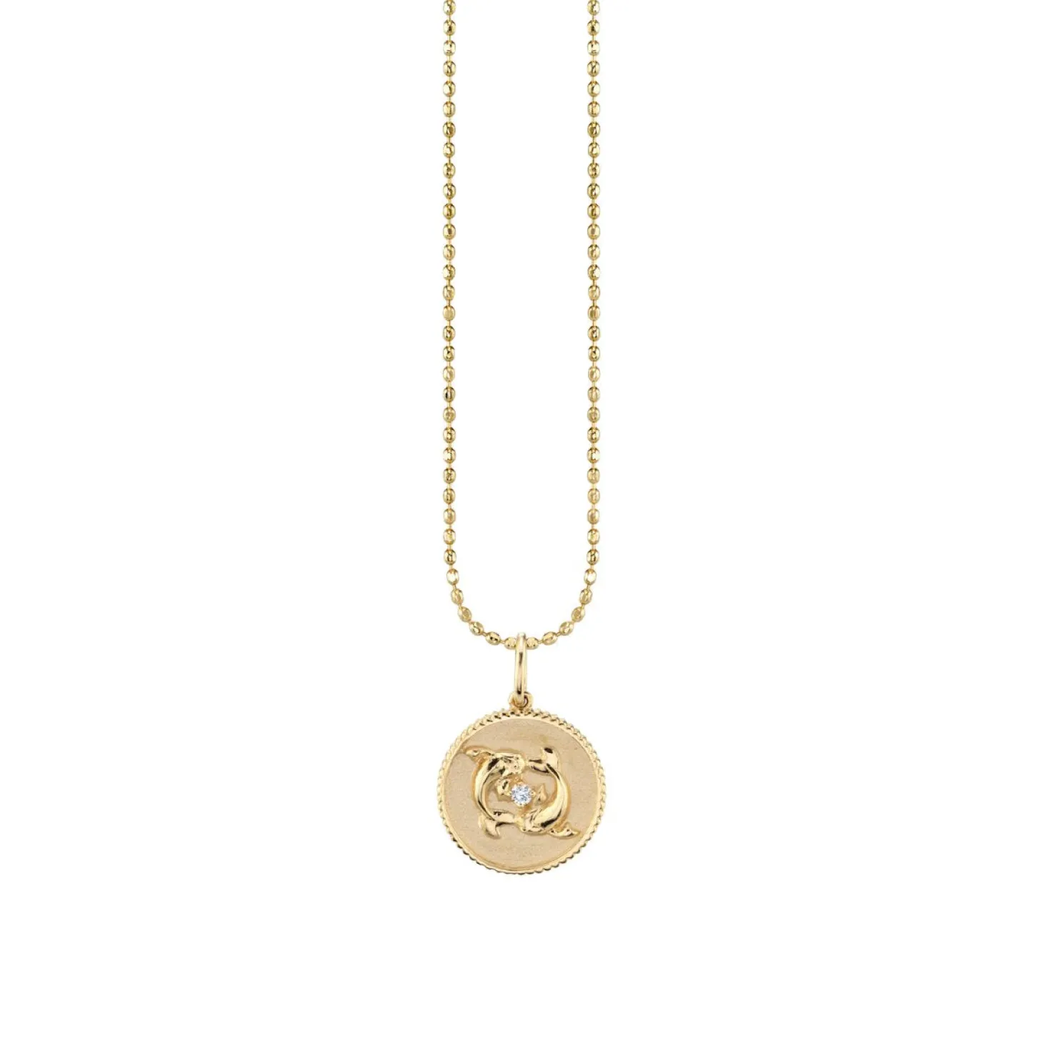 Gold & Diamond Pisces Zodiac Medallion