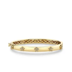 Gold & Diamond Plumeria Bangle