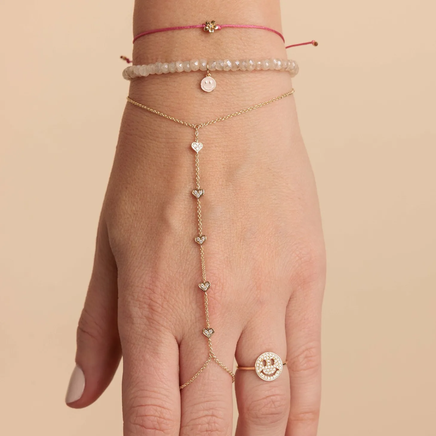 Gold & Diamond Plumeria Cord Bracelet